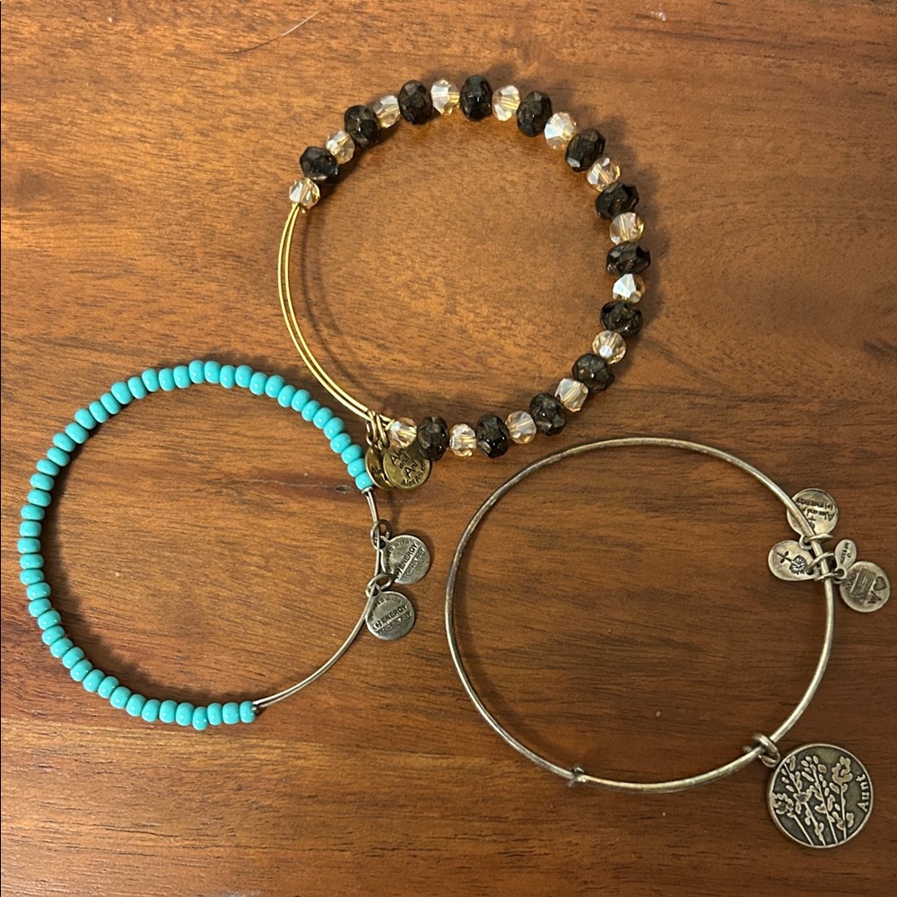 Alex and Ani Turquoise and Gold Charm Bracelets
